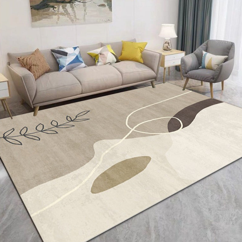 Gray Modern Carpet Line Polyester Area Carpet Washable Carpet for Drawing Room