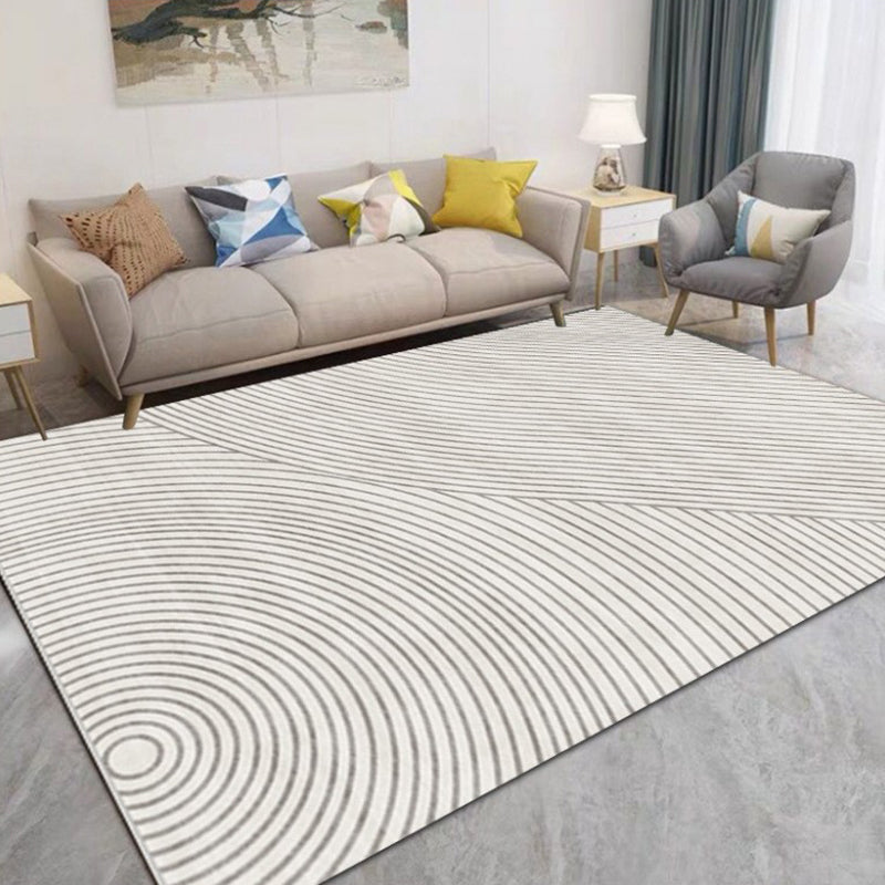 Gray Modern Carpet Line Polyester Area Carpet Washable Carpet for Drawing Room
