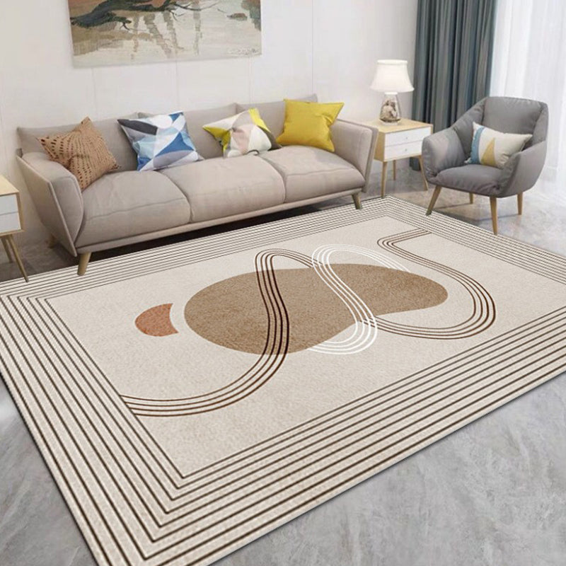 Gray Modern Carpet Line Polyester Area Carpet Washable Carpet for Drawing Room