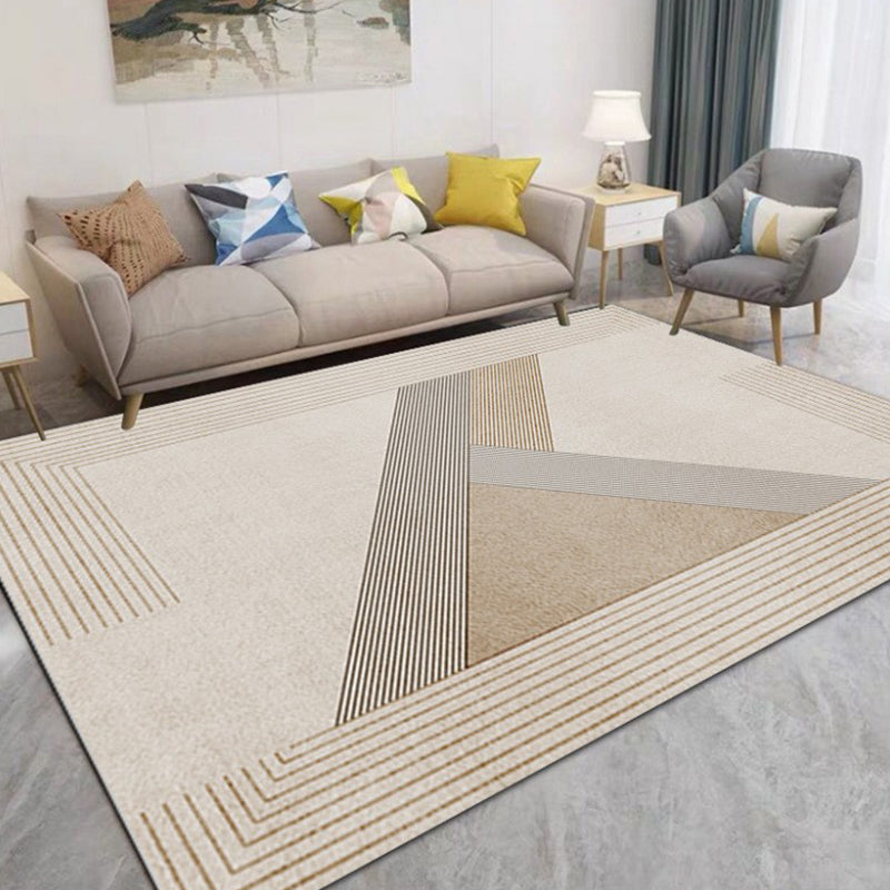 Gray Modern Carpet Line Polyester Area Carpet Washable Carpet for Drawing Room