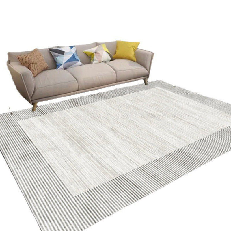 Gray Modern Carpet Line Polyester Area Carpet Washable Carpet for Drawing Room