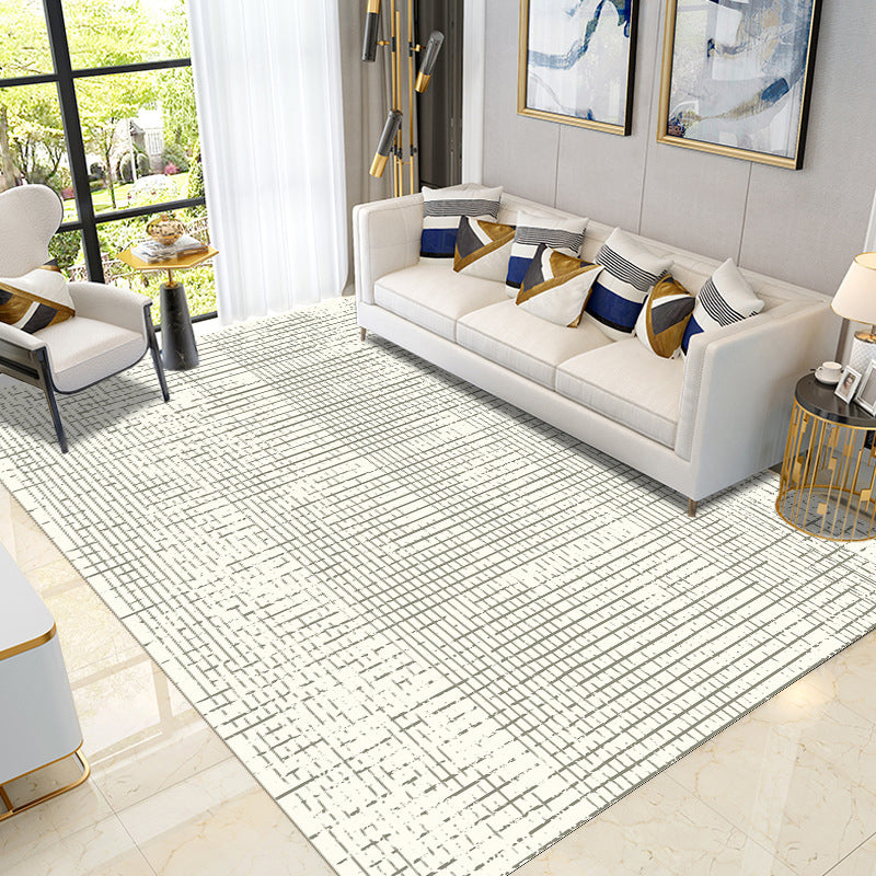 Beige Modern Rug Polyester Line Indoor Rug Tear Resistant Rug for Home Decor