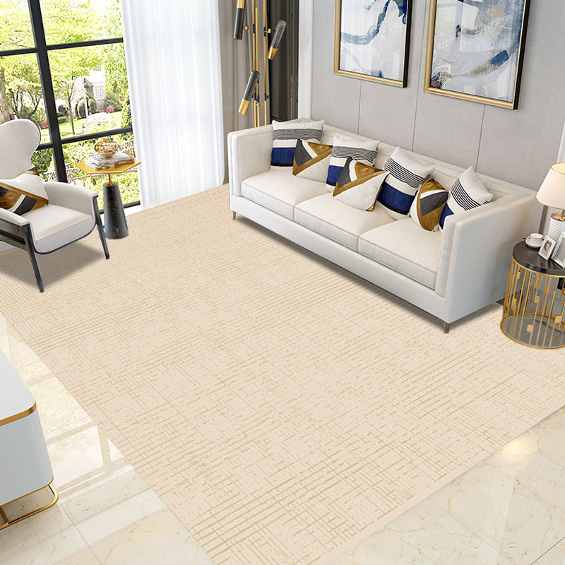 Beige Modern Rug Polyester Line Indoor Rug Tear Resistant Rug for Home Decor