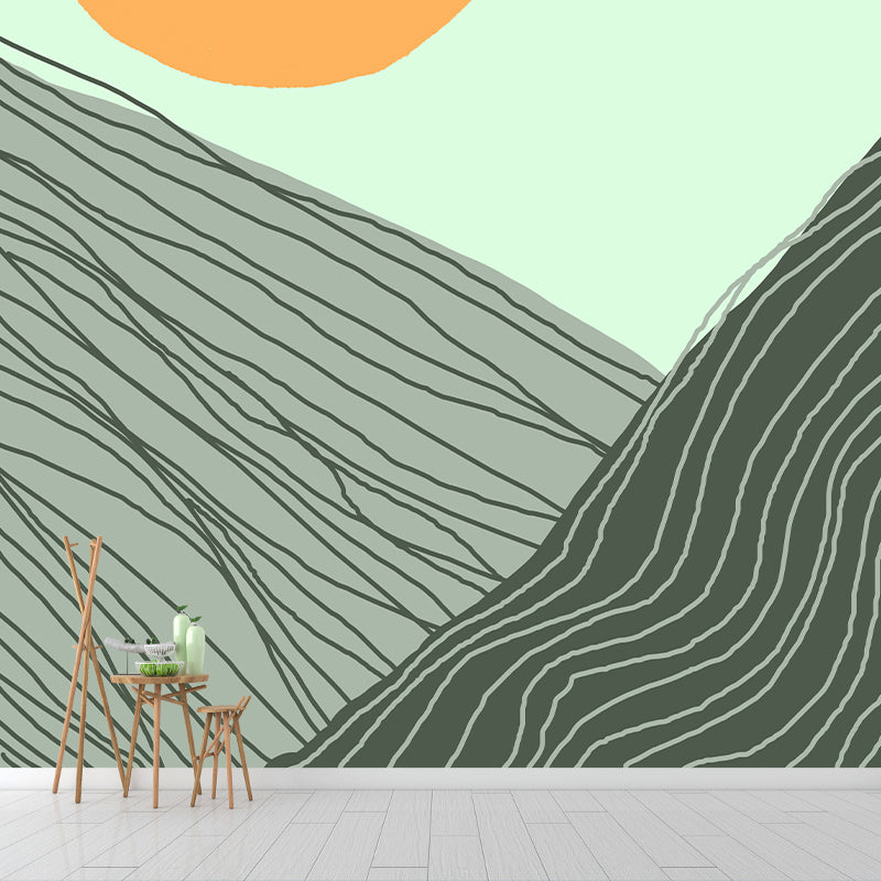 Landscape Illustration Mural Wallpaper Environment Friendly Bedroom Wall Mural