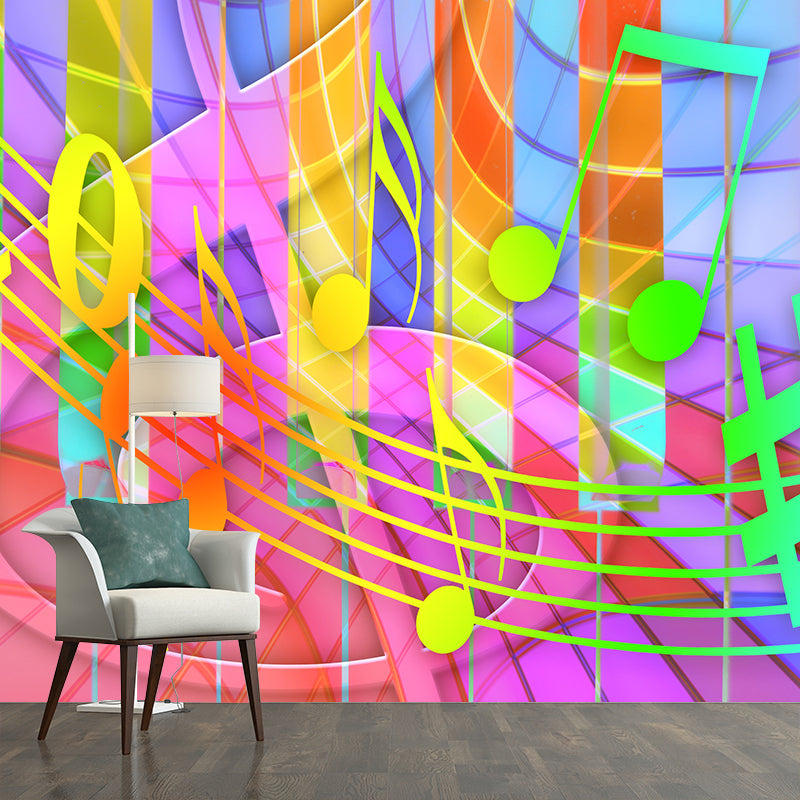 Musical Elements Mildew Resistant Wallpaper Illustration Sleeping Room Wall Mural