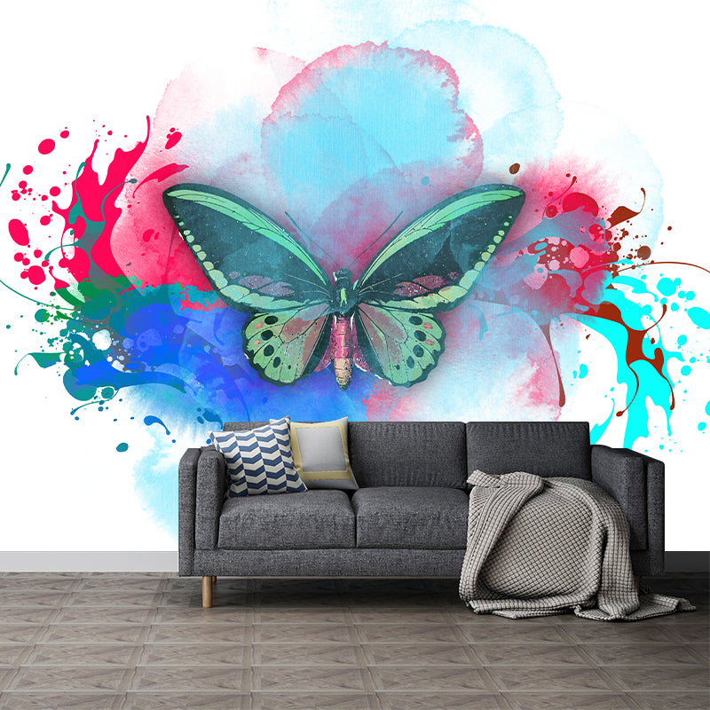 Environment Friendly Mural Wallpaper Butterfly Illustration Bedroom Wall Mural