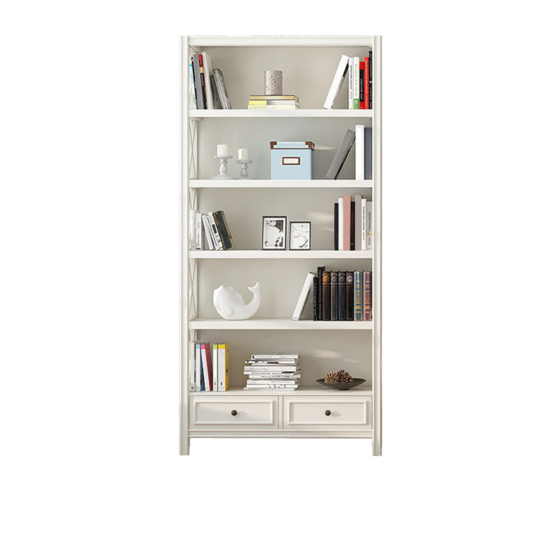 Wooden Standard Bookshelf Contemporary Closed Back Bookcase with Drawers