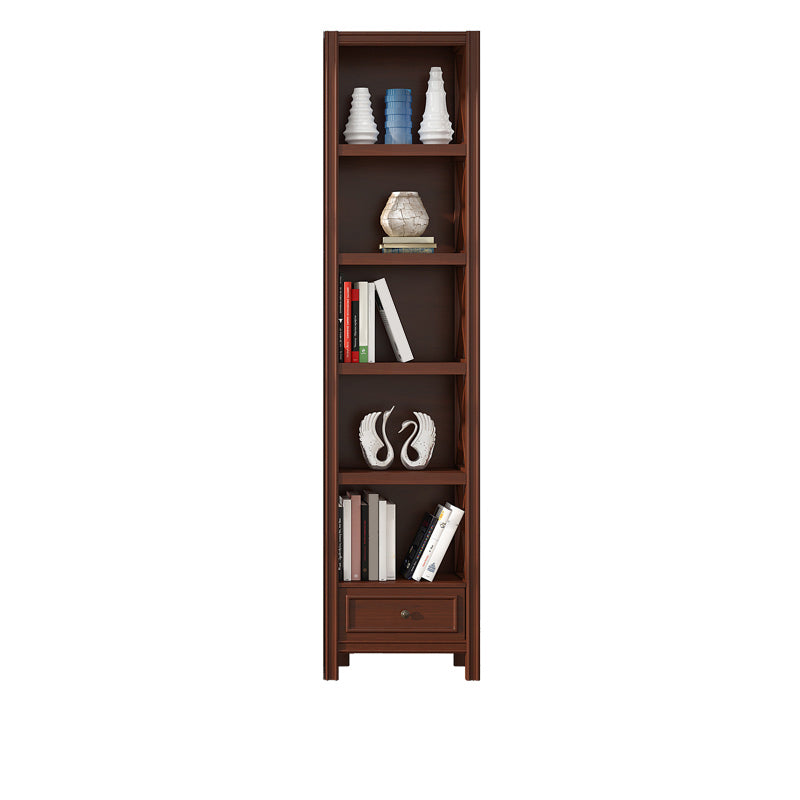 Wooden Standard Bookshelf Contemporary Closed Back Bookcase with Drawers