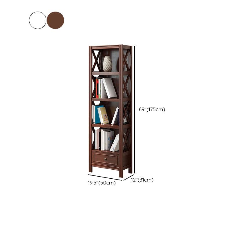 Wooden Standard Bookshelf Contemporary Closed Back Bookcase with Drawers
