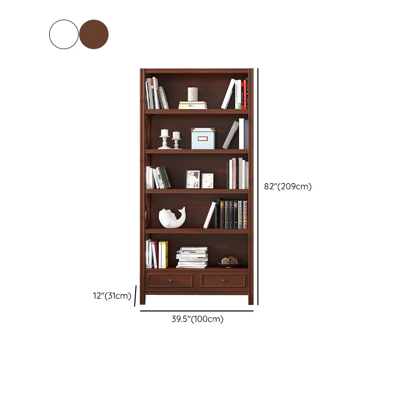 Wooden Standard Bookshelf Contemporary Closed Back Bookcase with Drawers