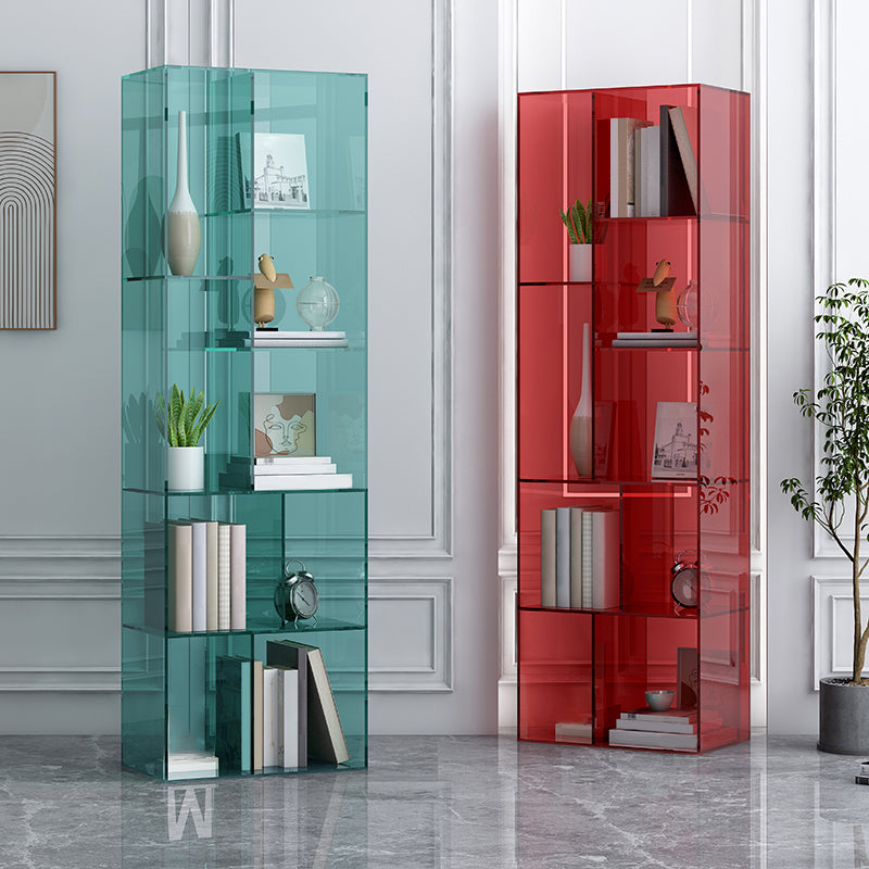 Modern Closed Back Standard Bookshelf Acrylic Bookcase with Shelves for Study Room