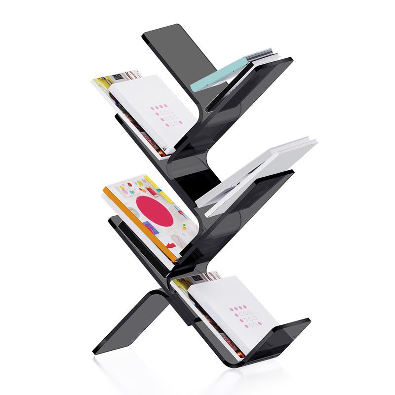 Modern Open Back Standard Bookshelf Acrylic Bookcase with Shelves for Study Room