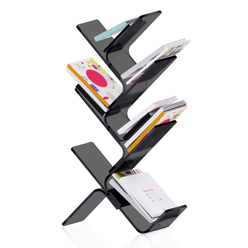 Modern Open Back Standard Bookshelf Acrylic Bookcase with Shelves for Study Room