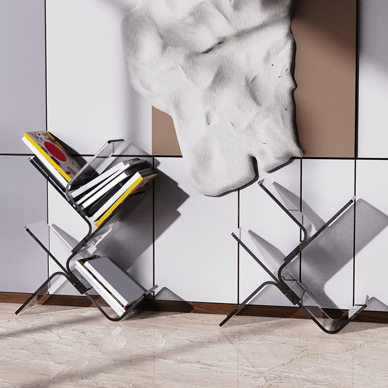 Modern Open Back Standard Bookshelf Acrylic Bookcase with Shelves for Study Room