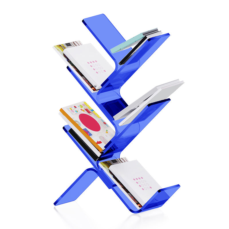 Modern Open Back Standard Bookshelf Acrylic Bookcase with Shelves for Study Room