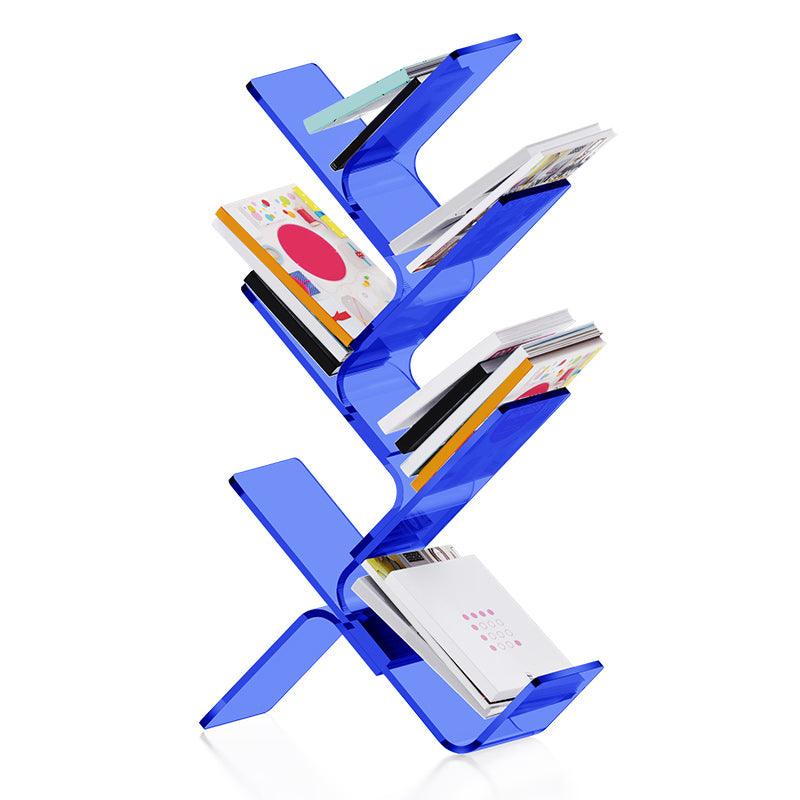 Modern Open Back Standard Bookshelf Acrylic Bookcase with Shelves for Study Room