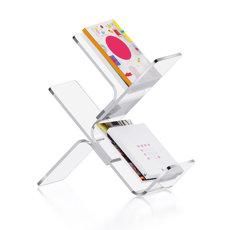 Modern Open Back Standard Bookshelf Acrylic Bookcase with Shelves for Study Room