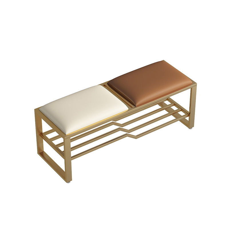 Modern Style Entryway Bench Cushioned Rectangle Metal Seating Bench