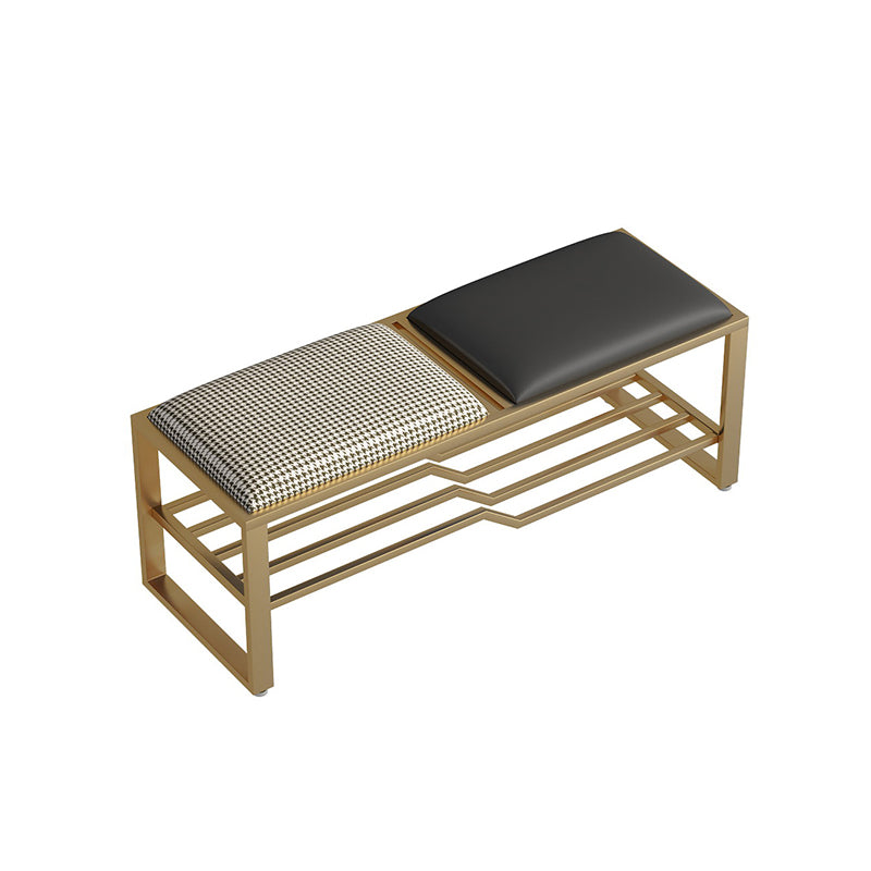 Modern Style Entryway Bench Cushioned Rectangle Metal Seating Bench