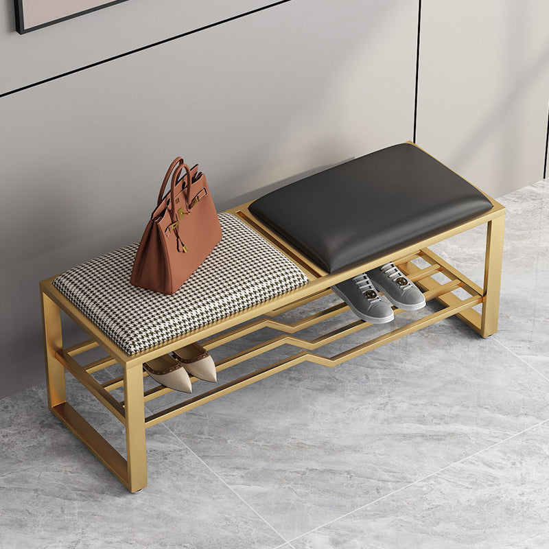 Modern Style Entryway Bench Cushioned Rectangle Metal Seating Bench