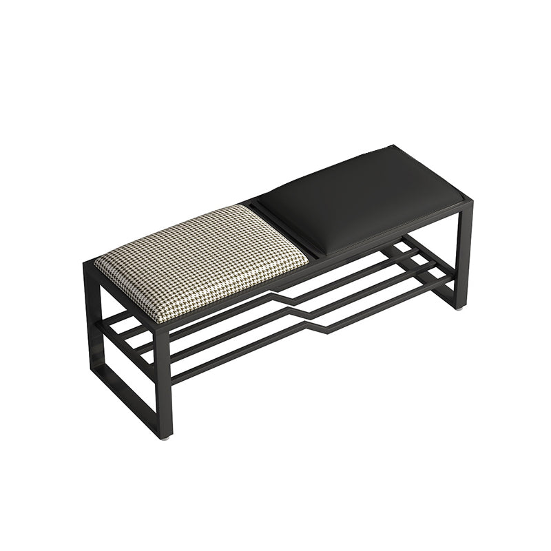 Modern Style Entryway Bench Cushioned Rectangle Metal Seating Bench