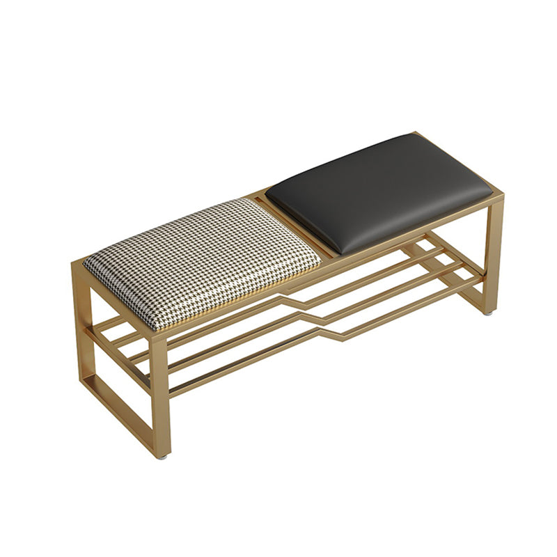 Modern Style Entryway Bench Cushioned Rectangle Metal Seating Bench
