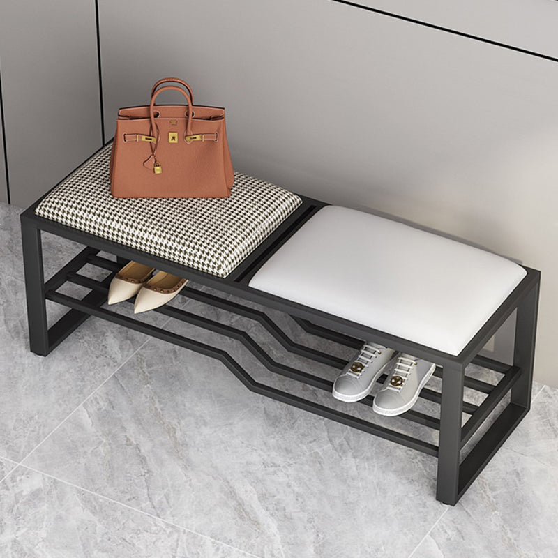 Modern Style Entryway Bench Cushioned Rectangle Metal Seating Bench