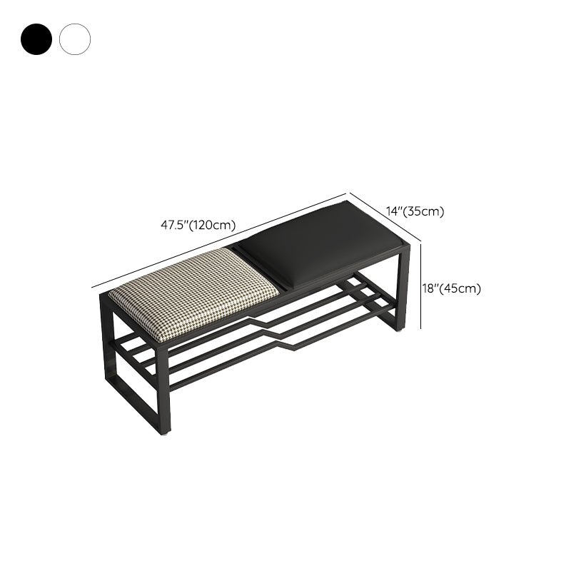 Modern Style Entryway Bench Cushioned Rectangle Metal Seating Bench