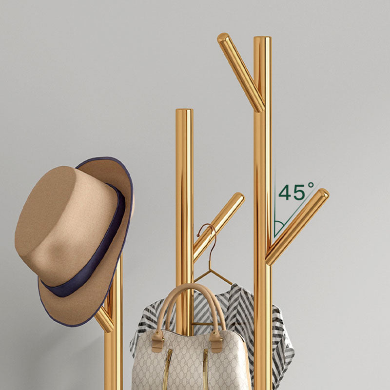 Metal Entry Hall Tree Marble Base Coat Rock with 2 Shelves , 66.92" H