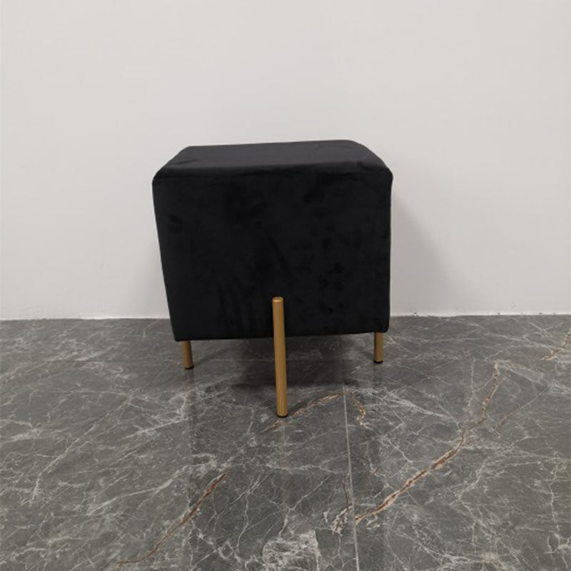 Glam Pouf Ottoman Velvet Upholstered Solid Color Square Ottoman with Metal Legs