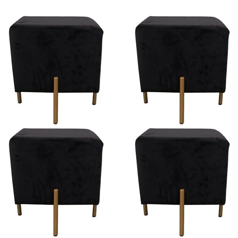 Glam Pouf Ottoman Velvet Upholstered Solid Color Square Ottoman with Metal Legs