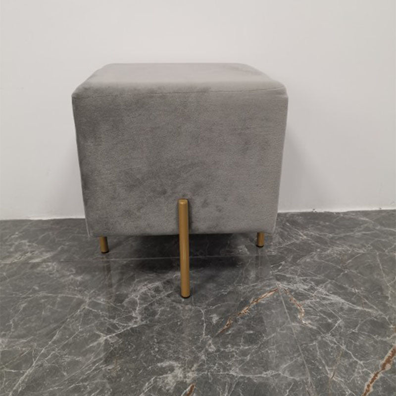 Glam Pouf Ottoman Velvet Upholstered Solid Color Square Ottoman with Metal Legs