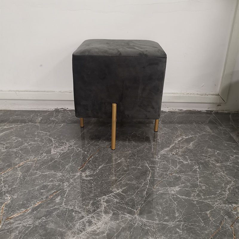 Glam Pouf Ottoman Velvet Upholstered Solid Color Square Ottoman with Metal Legs