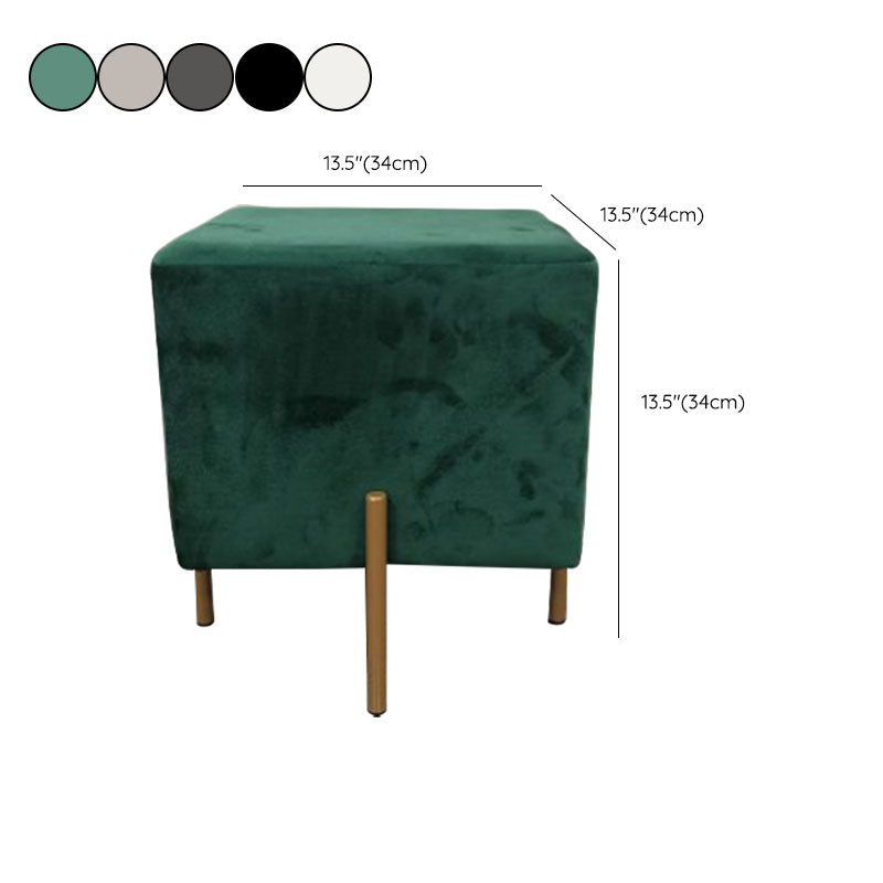 Glam Pouf Ottoman Velvet Upholstered Solid Color Square Ottoman with Metal Legs