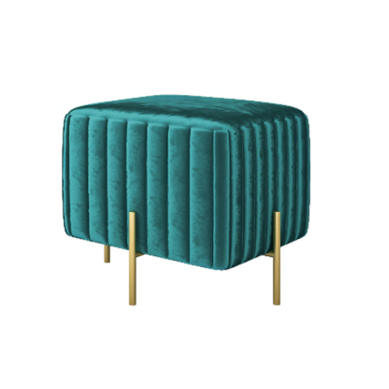 Modern Pouf Ottoman Velvet Upholstered Solid Color Square Ottoman with Metal Legs