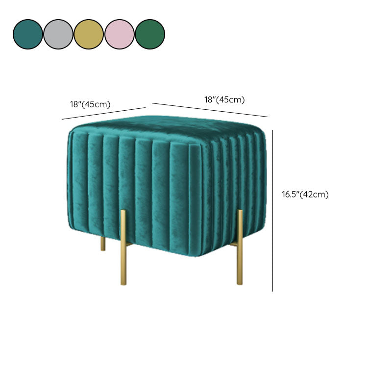 Modern Pouf Ottoman Velvet Upholstered Solid Color Square Ottoman with Metal Legs