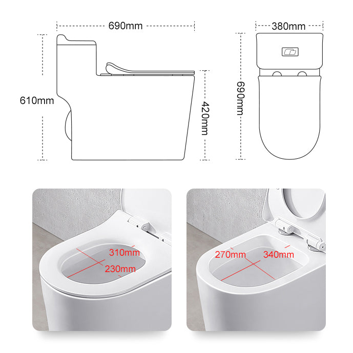 Modern Toilet Bowl One Piece Toilet Floor Mounted Siphon Jet Toilet