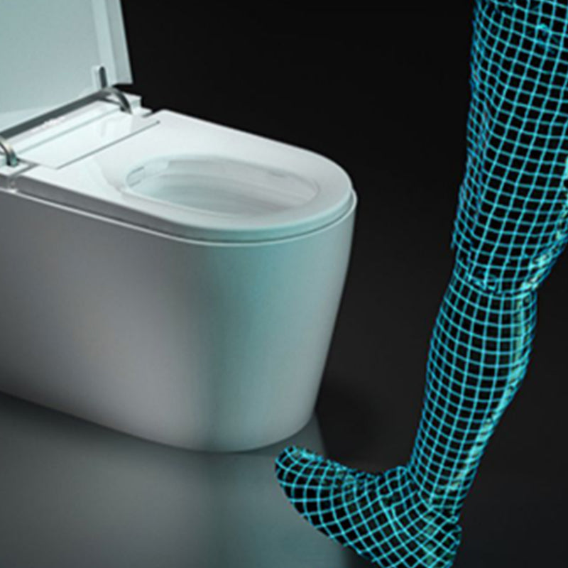 Modern Floor Mount Flush Toilet Heated Seat Included White Toilet Bowl for Washroom