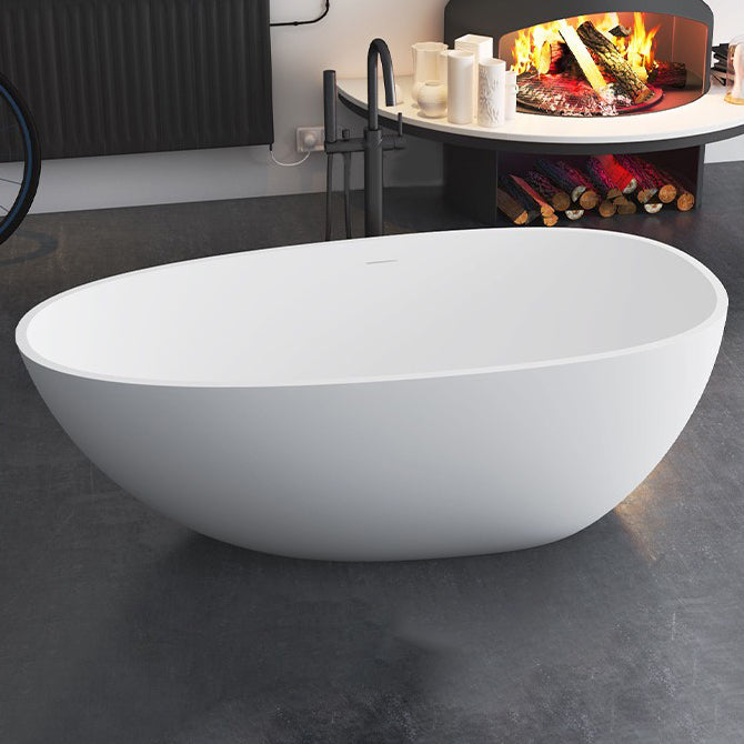 Freestanding Soaking Bath Antique Finish Oval Modern Bathtub (Faucet not Included)