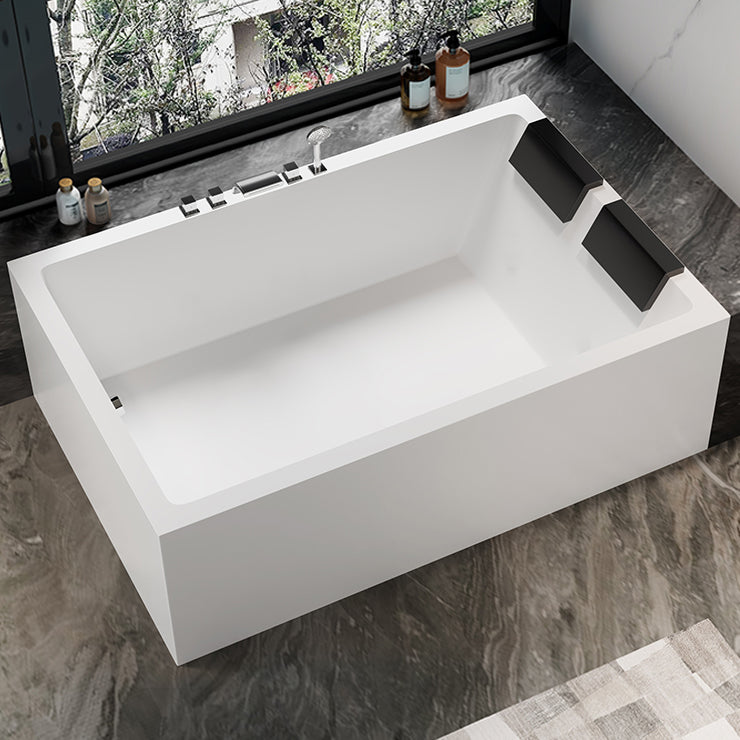 Modern Rectangular Acrylic Bathtub Stand Alone Soaking White Bath