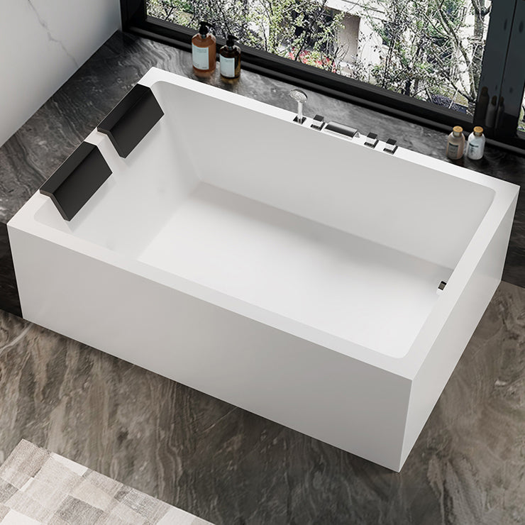 Modern Rectangular Acrylic Bathtub Stand Alone Soaking White Bath