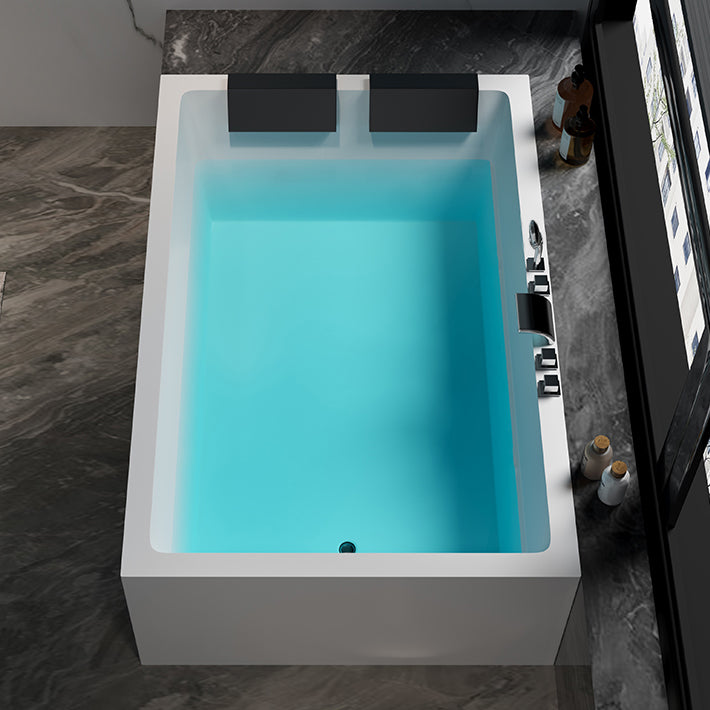 Modern Rectangular Acrylic Bathtub Stand Alone Soaking White Bath