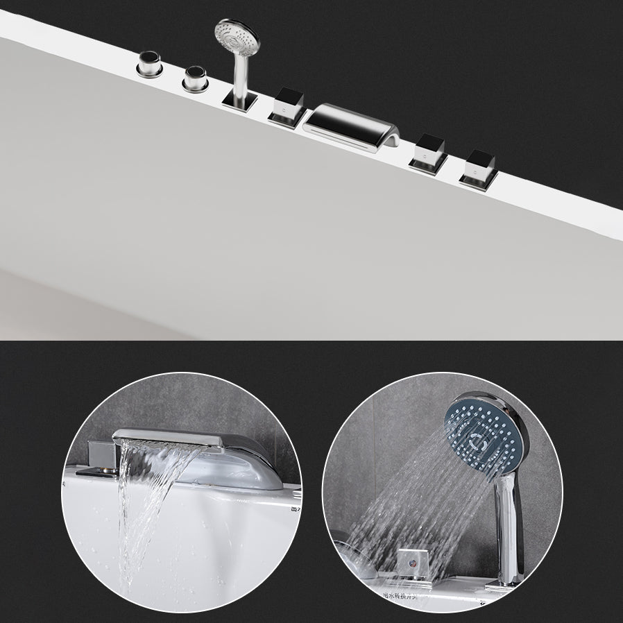 Modern Rectangular Acrylic Bathtub Stand Alone Soaking White Bath
