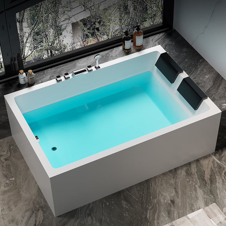 Modern Rectangular Acrylic Bathtub Stand Alone Soaking White Bath