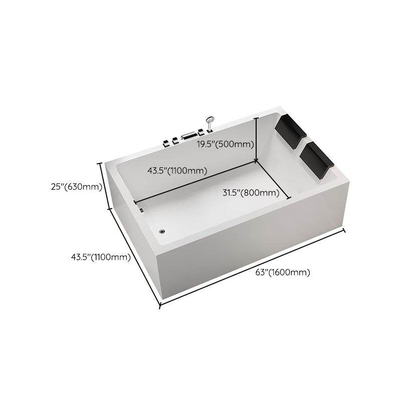 Modern Rectangular Acrylic Bathtub Stand Alone Soaking White Bath