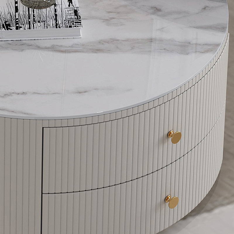 Slate Frame Stone Top Coffee Table Glam 2 Drawers Coffee Table Set