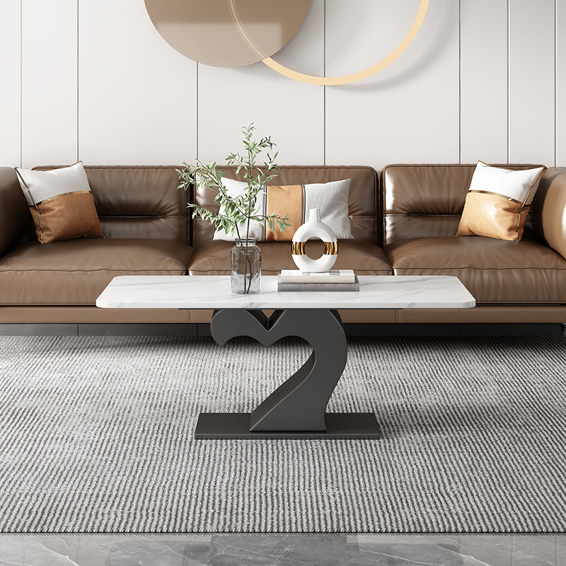 Abstract Coffee Table Set Contemporary Stone Top Cocktail Table