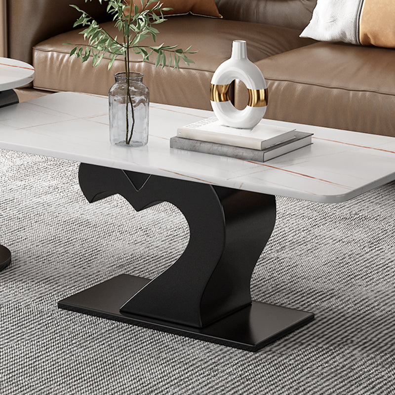 Abstract Coffee Table Set Contemporary Stone Top Cocktail Table