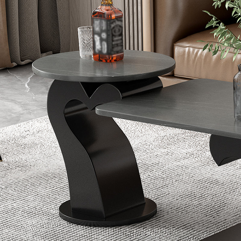Abstract Coffee Table Set Contemporary Stone Top Cocktail Table