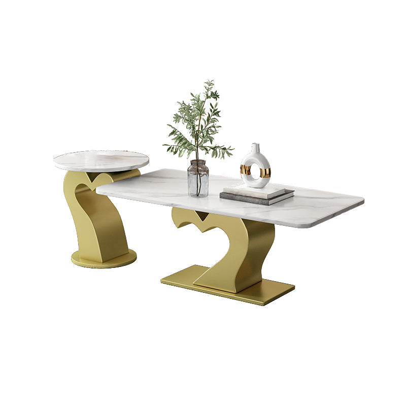 Abstract Coffee Table Set Contemporary Stone Top Cocktail Table